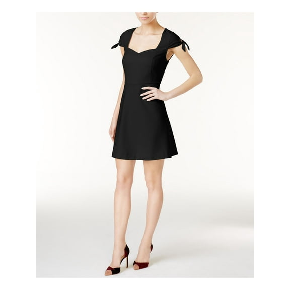 KENSIE Womens Black Cap Sleeve Queen Anne Neckline Above The Knee Cocktail Dress M