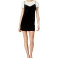 thumbnail image 1 of KENSIE Womens Black Crushed Velvet Layered Sl Short Sleeve Jewel Neck Mini Shift Party Dress  Size: S, 1 of 2