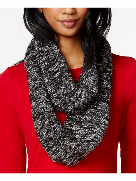 Womens Black Knitted Infinity Scarf