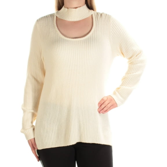 KENSIE Womens Ivory Cut Out Long Sleeve Turtle Neck Sweater Size: XS