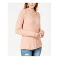 thumbnail image 1 of KENSIE Womens Pink Cut Out Ribbed Long Sleeve Tunic Sweater L, 1 of 4