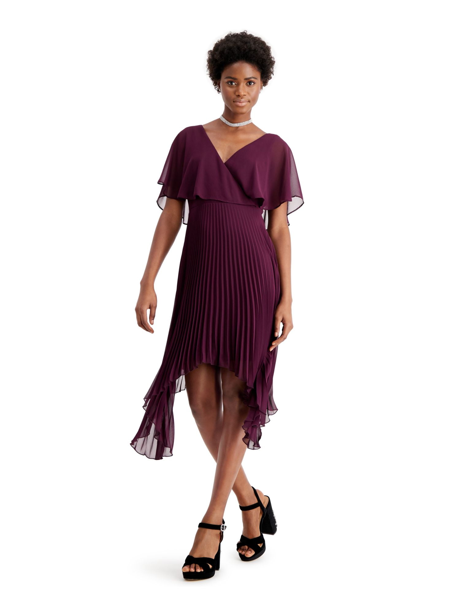kensie purple dress KENSIE DRESSES Womens Purple Short Sleeve V Neck Midi Sheath Dress 10