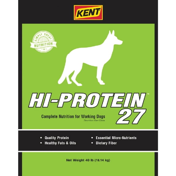 KENT 40LB Hi-Protein 27 Adult Dog Food - Essential Ingredients for Working Dogs