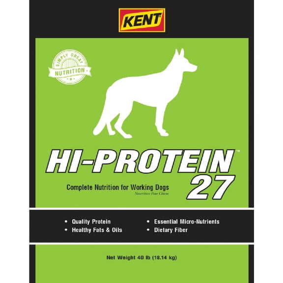 KENT 40LB Hi-Protein 27 Adult Dog Food - Essential Ingredients for Working Dogs