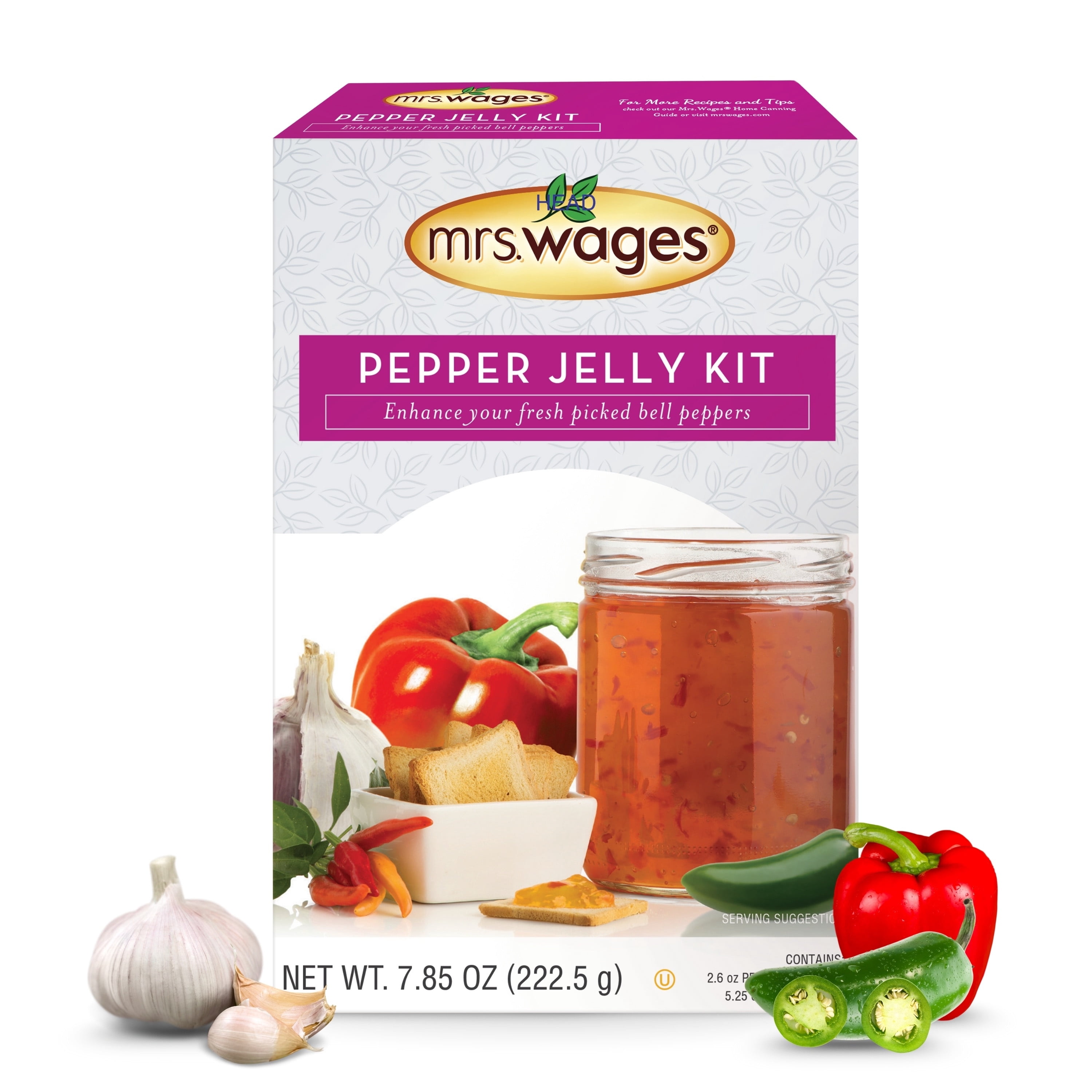 Mrs. Wages Create Pepper Jelly Kit | Easy-to-Use | Enhance Your Bell Peppers | Spice Mix & Pectin Blend | Spicy & Sweet Flavoring | 7.85 oz Packet