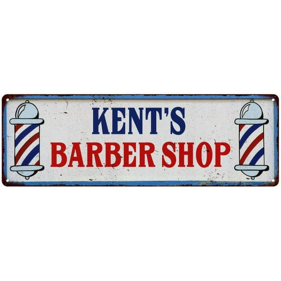 KENT'S Barber Shop Hair Salon Metal Sign Retro 6x18 106180031285