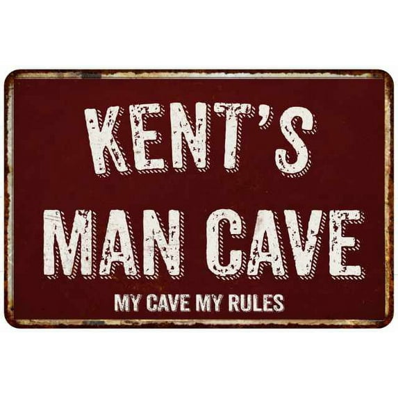 KENT'S Man Cave Sign Garage Mancave Decor Accessories Signs Vintage Retro Rustic Tin Wall Art Name Home Beer Dads Gift 8 x 12 Matte Finish Metal 108120003078