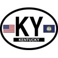 thumbnail image 1 of KENTUCKY FLAG, Waterproof UV Coated, Famous Reflective OVAL Sticker DECAL , 3.5" x 4.75", 1 of 1