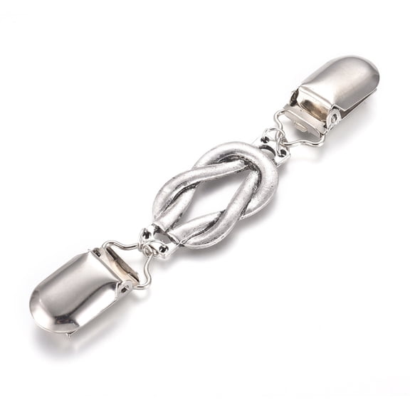 10pcs Retro Alloy Cardigan Clips Sweater Collar Clips Dresses Shawl Clips for Women Knot Antique Silver & 121mm