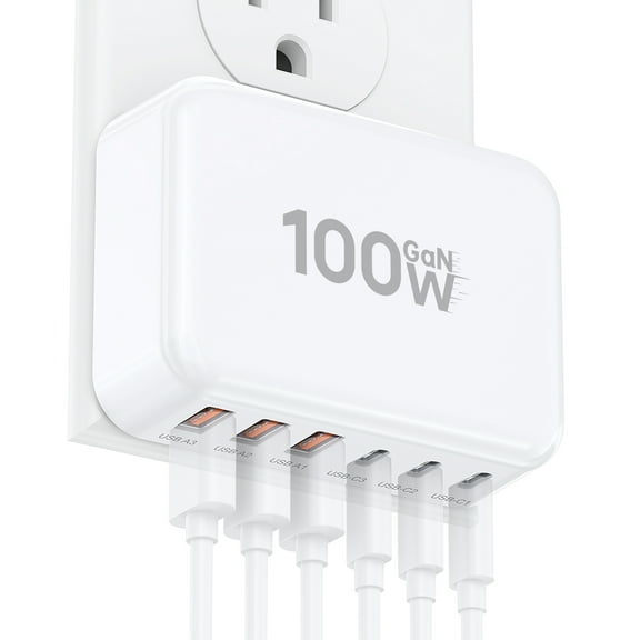 KENUBI 100W USB C Wall Charger, Fast Charging USB C Charger for iPhone, Samsung - White