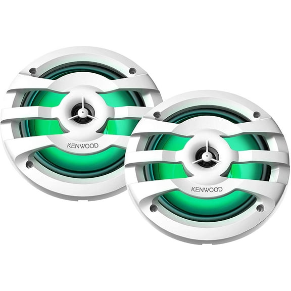 KENWOOD KFC-1673MRWL 6.75 2-Way Marine Speaker(White) with RGB Lighting, Remote Control Included, 260 Max Power