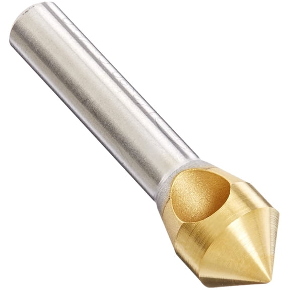 KEO 53514 Cobalt Steel Single-End Countersink, TiN Coated, 82 Degree Point Angle, Round Shank, 3/8" Shank Diameter, 3/4" Body Diameter