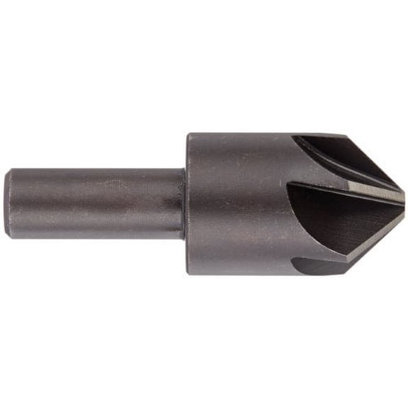 KEO 55051 High-Speed Steel Single-End Countersink, Uncoated (Bright) Finish, 6 Flutes, 90 Degree Point Angle, Round Shank, 1/2" Shank Diameter, 1" Body Diameter