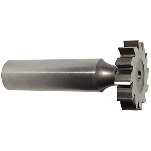 KEO 66060 High-Speed Steel Woodruff Keyseat Cutter, Uncoated (Bright) Finish, Round Shank, 1/2" Shank Diameter, 3/4" Cutter Diameter, 10 Straight Teeth, 3/16" Face Width