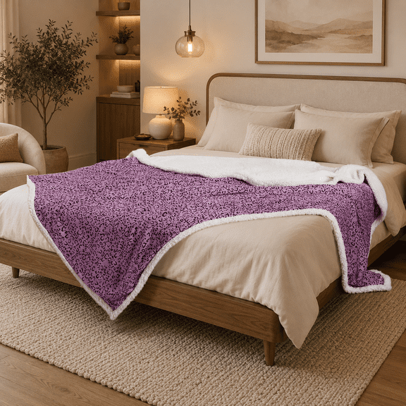 KEO Electric Heated Blanket Full Size 72" x 84", Soft Flannel Heating Blanket for Bed and Sofa, 10 Heat Settings, 1-12H Auto Shut Off, Overheat Protection, Machine Washable, Leopard Black Pruple