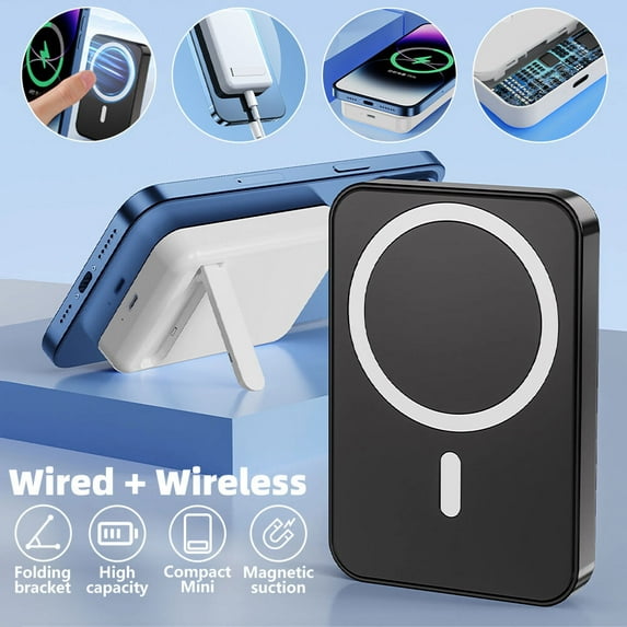 KEPEAK 5,000mAh Magnetic Portable Charger, Wireless Battery Pack, Magsafe-Compatible for iPhone 15/15 Plus/15 Pro/15 Pro Max, iPhone 14/13/12 Series, Black