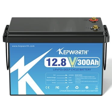 KEPWORTH 12.8V 300Ah LiFePO4 Battery, Rechargeable Lithium Batteries, 4000+ Deep Cycles, Grade A Lithium Iron Phosphate Cells, for Golf carts, Trolling Motor, Boat, Rv, Solar, Off-Grid