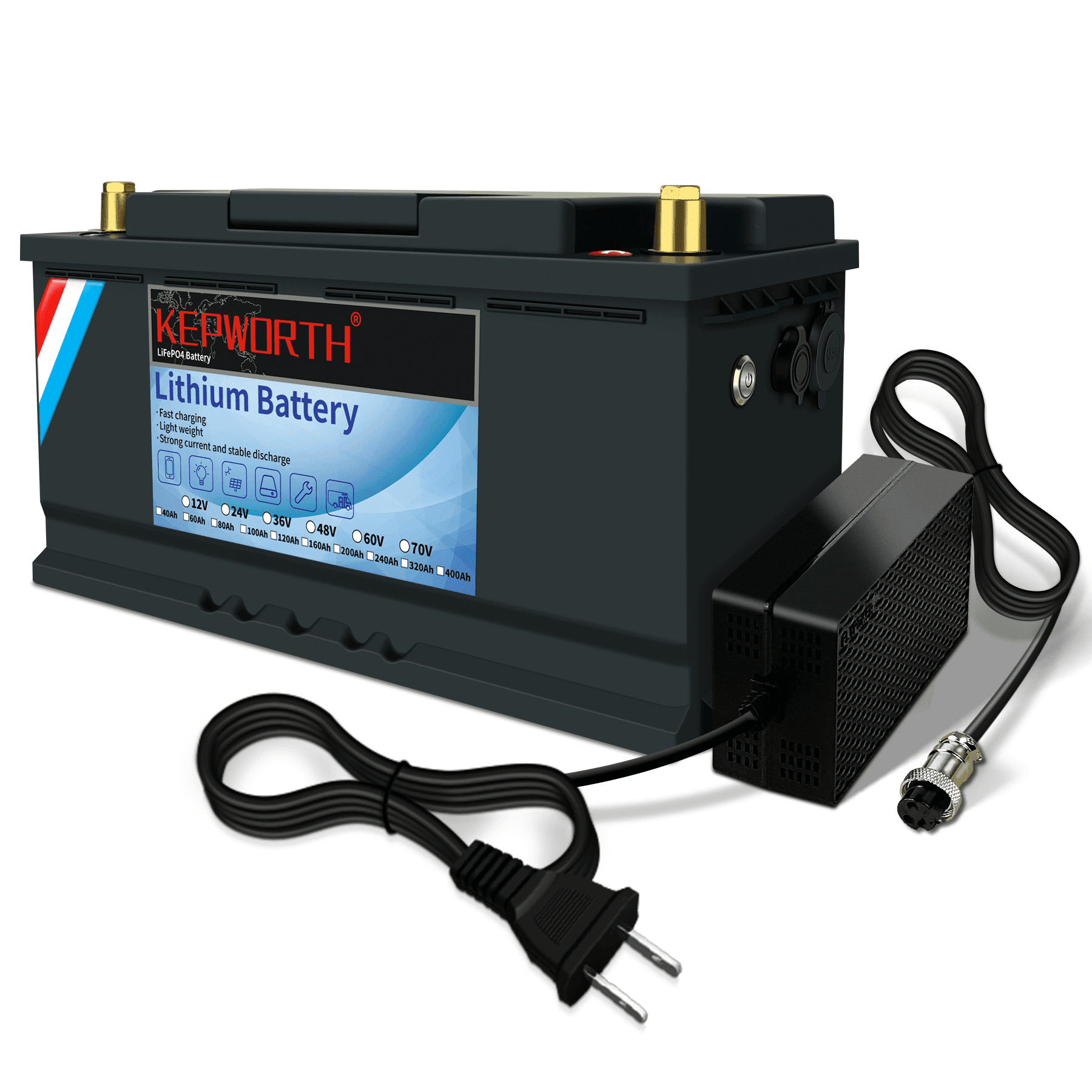  LiFePO4 Batterie au lithium 12 V 100 Ah avec écran LCD, batterie  de voiture PacPow max. 1280 W, 100 A BMS, 5000+ cycles, parfaite pour RV,  solaire, marine, Overland, système hors grille.