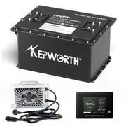 KEPWORTH 36V 100AH Lithium Battery for Golf Cart, LiFePO4 Batteries with 200A BMS, 4000+ Rechargeable Deep Cycle, Grade A Lithium Iron Phosphate Cells, with A Smart Battery Monitor & 20A Charg