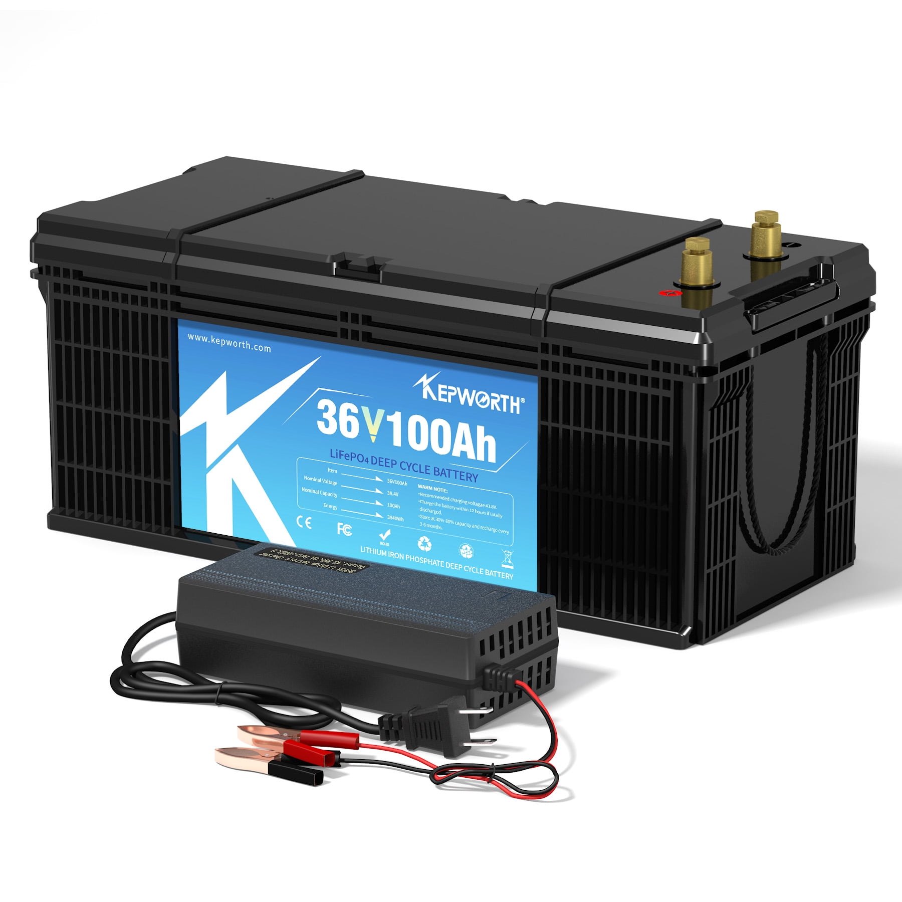 KEPWORTH LiFePO4 36V Vehicle Battery, Top Post for Trolling Motors RV