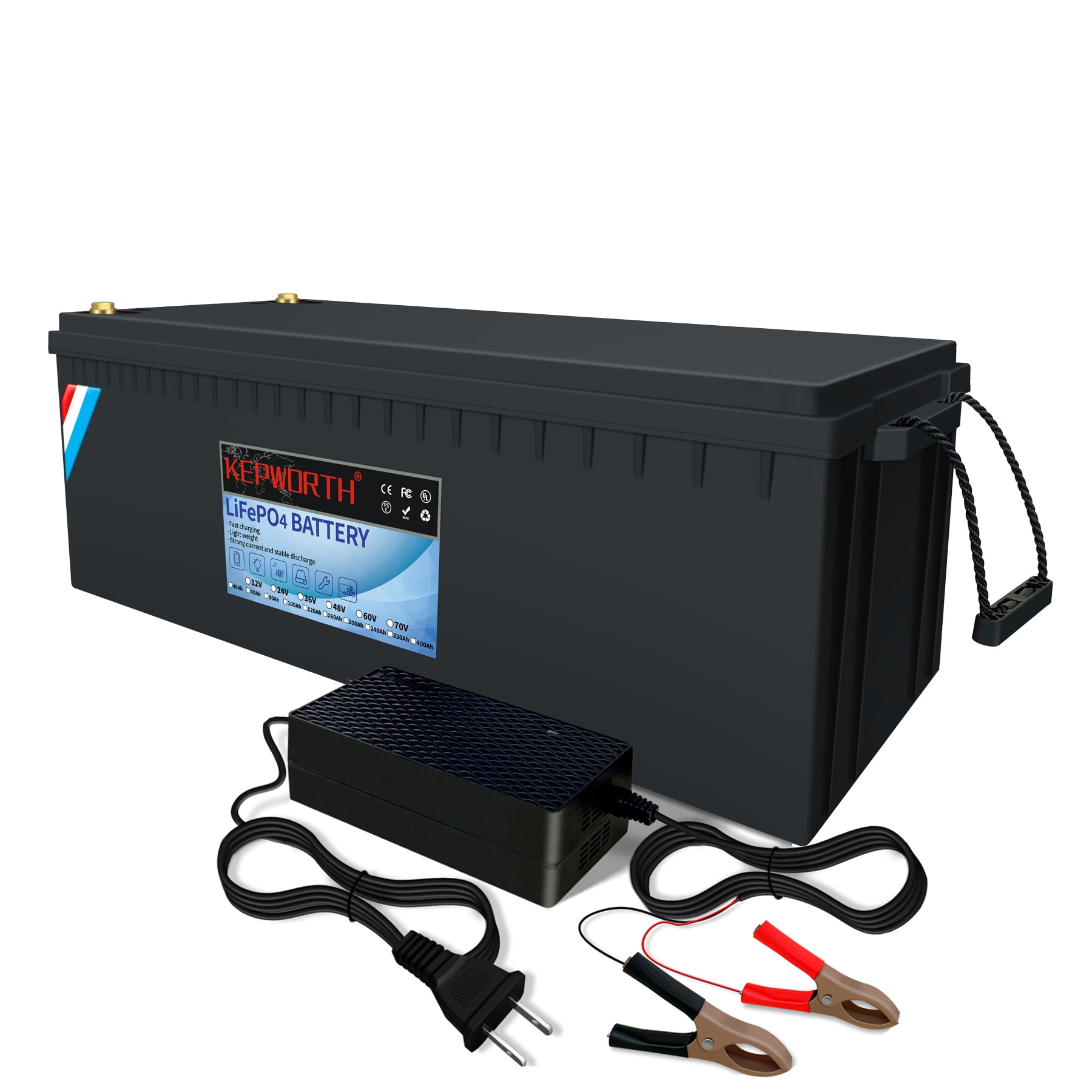 KEPWORTH 48V LiFePO4 Battery 100Ah, Lithium Batteries with 100A BMS, Rechargeable Deep Cycle, Perfect for Golf Cart, Marine, Camper, RV, Solar Power,