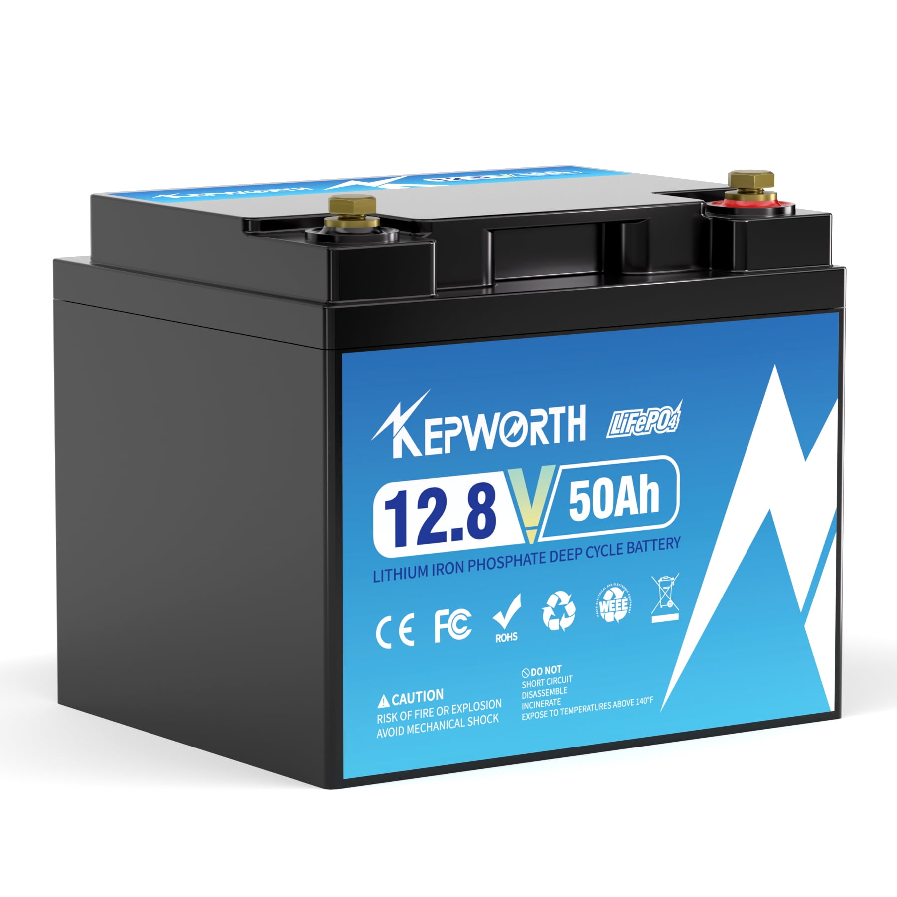 KEPWORTH LiFePO4 Battery 12V 50Ah Lithium Battery, Rechargeable Deep Cycle Lithium Iron Phosphate Batteries, for Trolling Motor, Solar Power, RV,