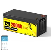 KEPWORTH LiFePO4 Battery 200Ah 12V Lithium Batteries Rechargeable Deep Cycle with 200A BMS, Perfect for RV, Solar, Marine, Trolling Motor, Camping, Caravan