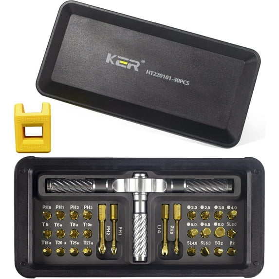 KER 30 in 1 T-Type Ratcheting Screwdriver Set with Magnetic Driver Kit - Versatile and Portable Tool Set