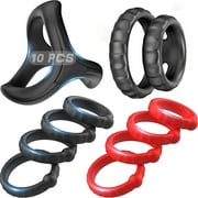 KERERO Silicone Penis Ring Set Sex Toys for Men, 10 PCS Men’s Rings Penis Sleeve Shaft,Soft Stretchy Male Sex Toys, Adult Toys