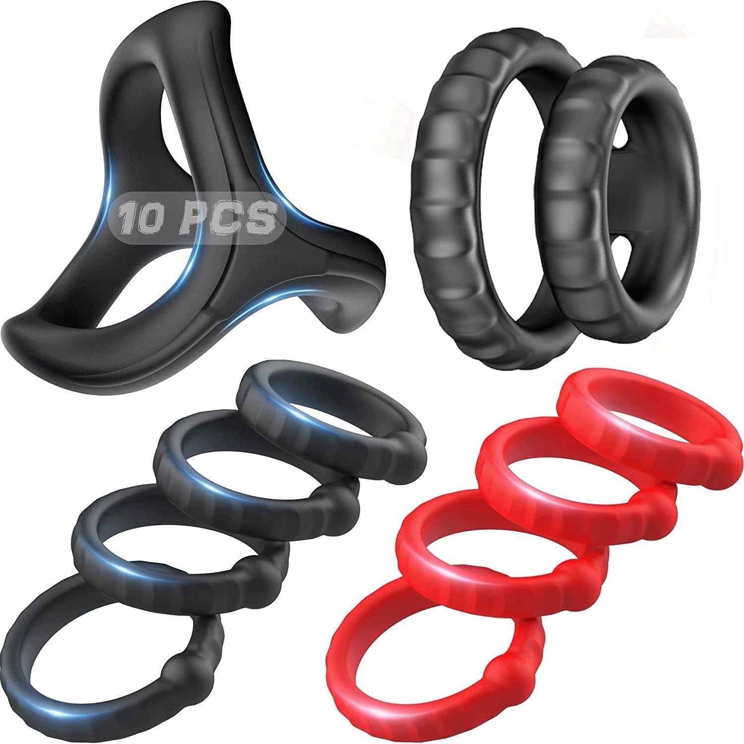 KERERO Silicone Penis Ring Set Sex Toys for Men, 10 PCS Men’s Rings ...