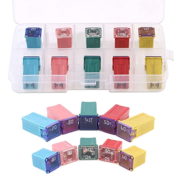 KERISTE 10X Fuses Pack Kit 20A 30A 40A 50A 60A Car Auto Van Square Assortment Fuse