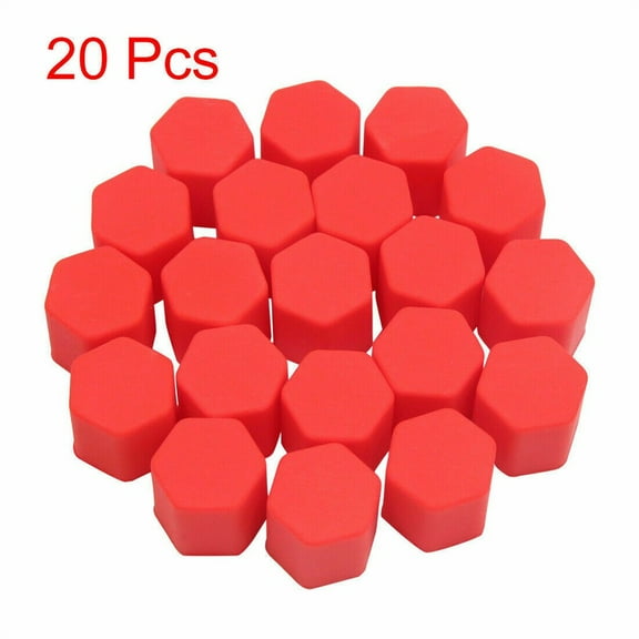 KERISTE 20pcs Silicone 19mm Car Wheel Nut Lug Dust Cover Cap Protector Hub Screw Rim Red