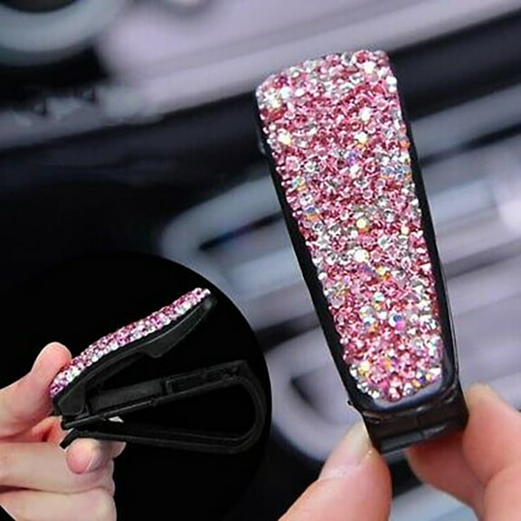 KERISTE Car Auto Sun Visor Glasses Sunglasses Card Ticket Holder Clip Universal Bling Pink