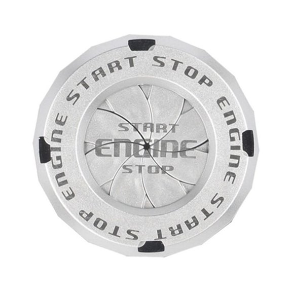 KERISTE Car Start Button Ignition Switch Rotating Protective Cover Start Decoration Silver