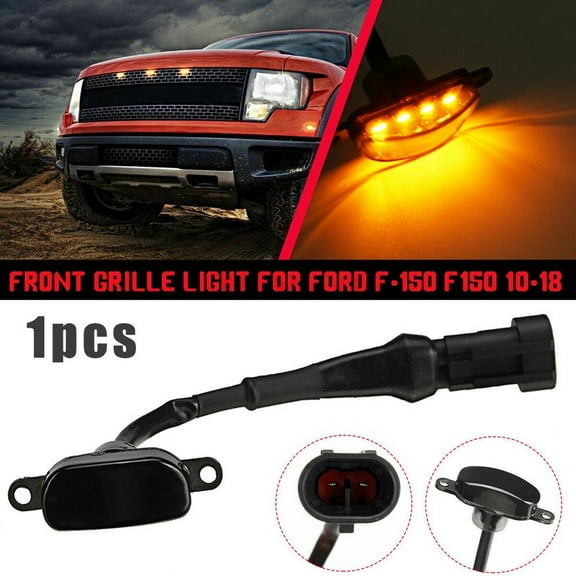 KERISTE Front Grille Grill LED Light Smoke Raptor Style Lamp Amber for Ford F-150 F150 Amber