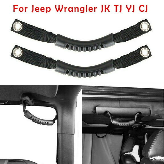 KERISTE Rubber Grab Grip Interior Handles Door Handle Fit for Jeep Wrangler JK/TJ/YJ/CJ Black