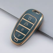 KERISTE for HYUNDAI Kona Santa Fe Venue 4 Button Remote Smart Key Fob Case Cover Blue