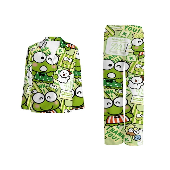 KEROKERO KEROPPI Pajamas Adult long sleeve button-down pajamas sleepwear soft casual set