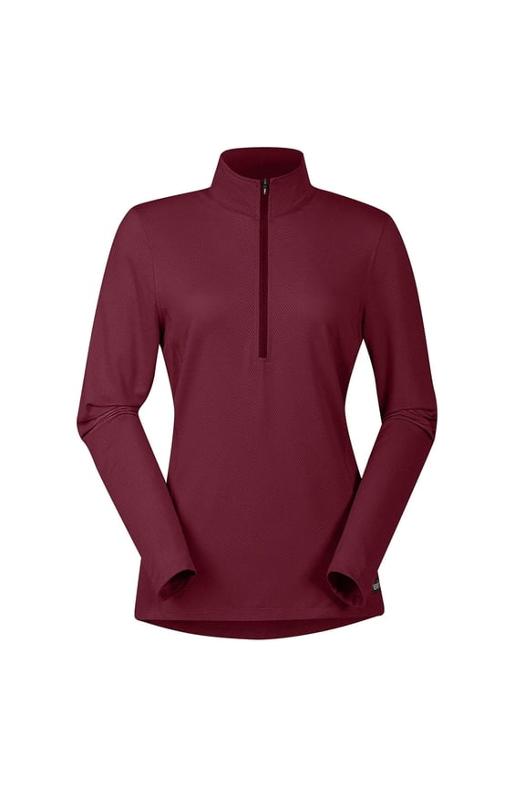 Adult Female Ice Fil Lite Solid Long Sleeve Shirt, Color: Burgundy, Size: XS