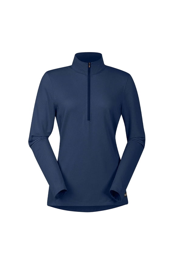 Women's Ice Fil Lite Solid Long Sleeve Riding Shirt, Color: Navy, Size: M