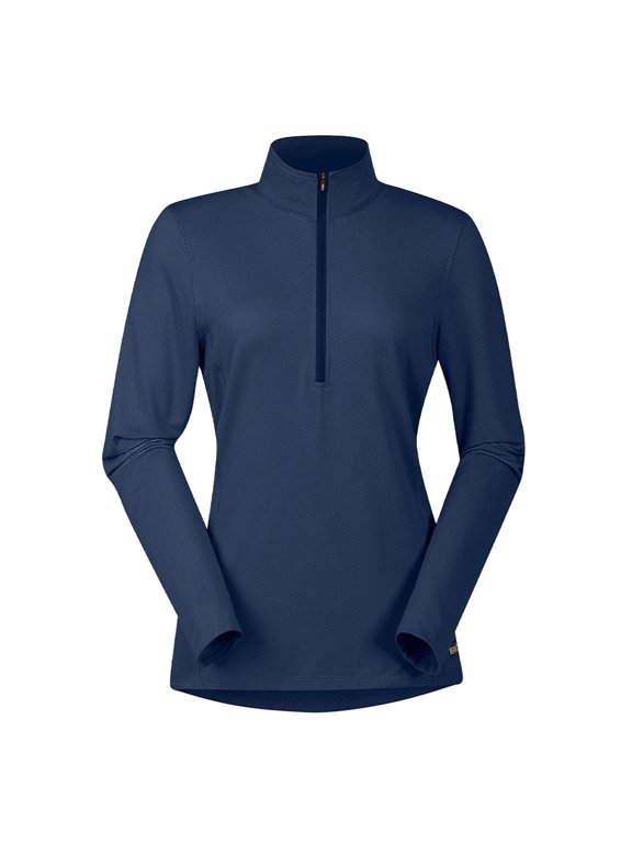 Women's Ice Fil Lite Solid Long Sleeve Riding Shirt, Color: Navy, Size: XL