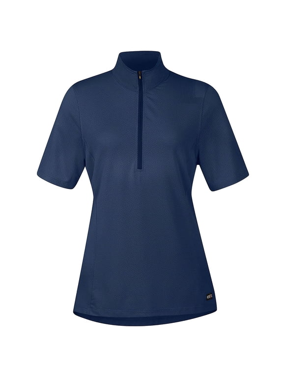 Women's Ice Fil Lite Solid Short Sleeve Riding Shirt, Color: Navy, Size: S