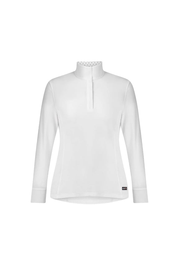 Adult Female Winter Circuit Show Long Sleeve Shirt, Color: White/Bits N Crops, Size: XL (40662WHT/BITSCRPXL)