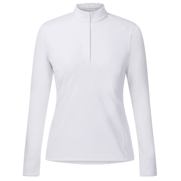 KERRITS Women's Affinity Pro Long Sleeve Show Shirt, Color: White/ Mixed Bits, Size: S