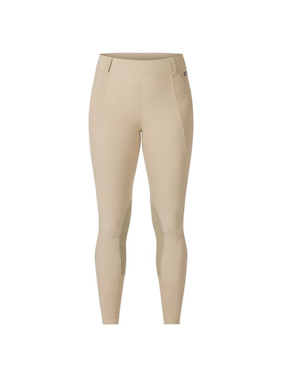 Women's Microcord Knee Patch Pocket Riding Tight, Color: Tan, Size: 1X
