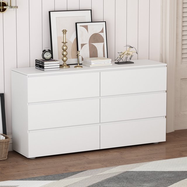 KERROGEE Newborn & Toddler Furniture, 6Drawer Nursery Dresser, Wood Chest for Storage, White