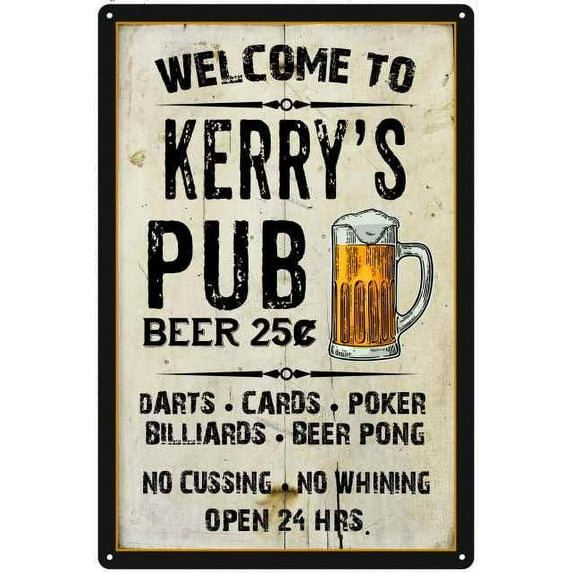 KERRY'S Pub Sign Vintage Man Cave Bar 8 x 12 High Gloss Metal 208120028349