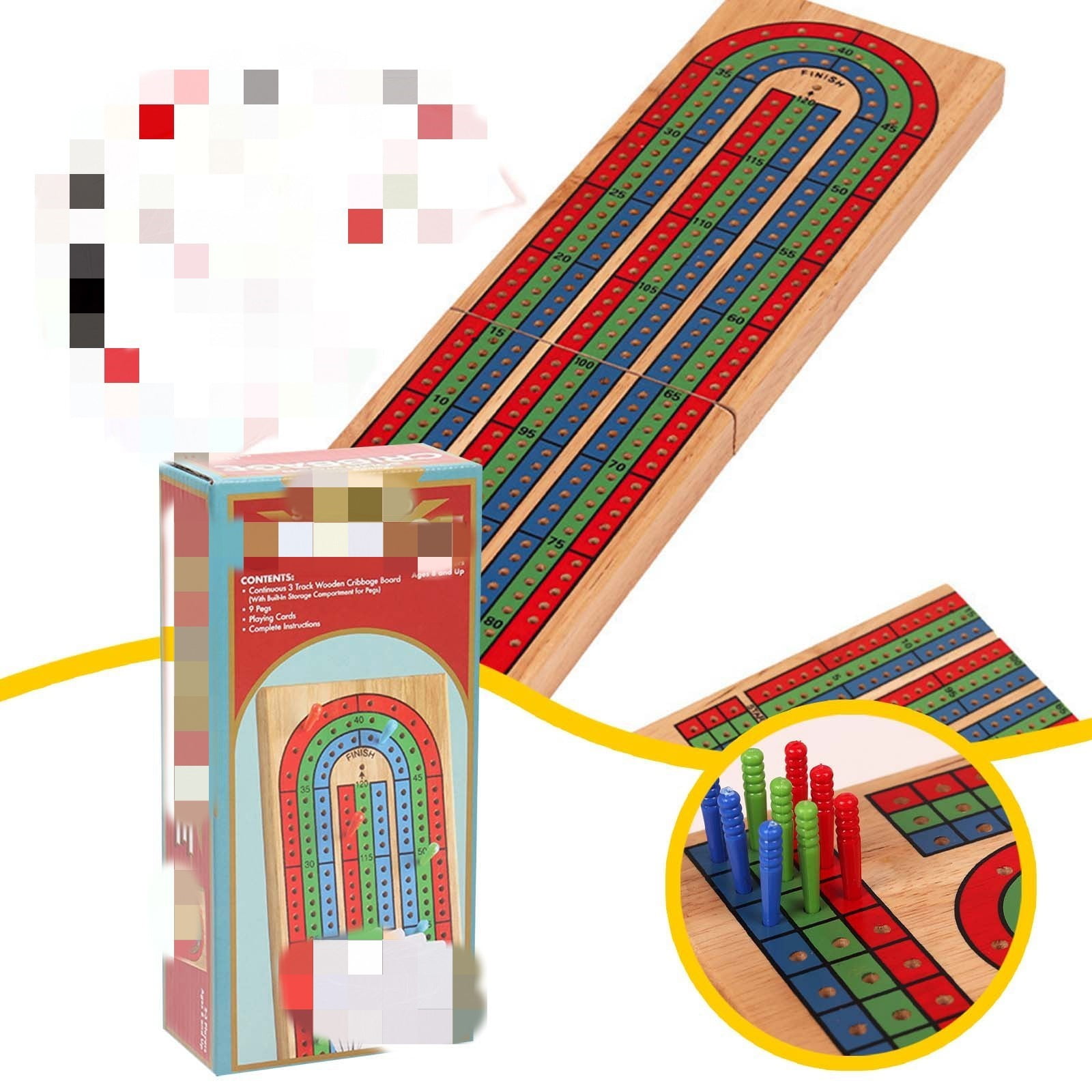 KERUILA Cribbage Card Game Scoring Game Board Table Game Solid Wood Party Table Game Game