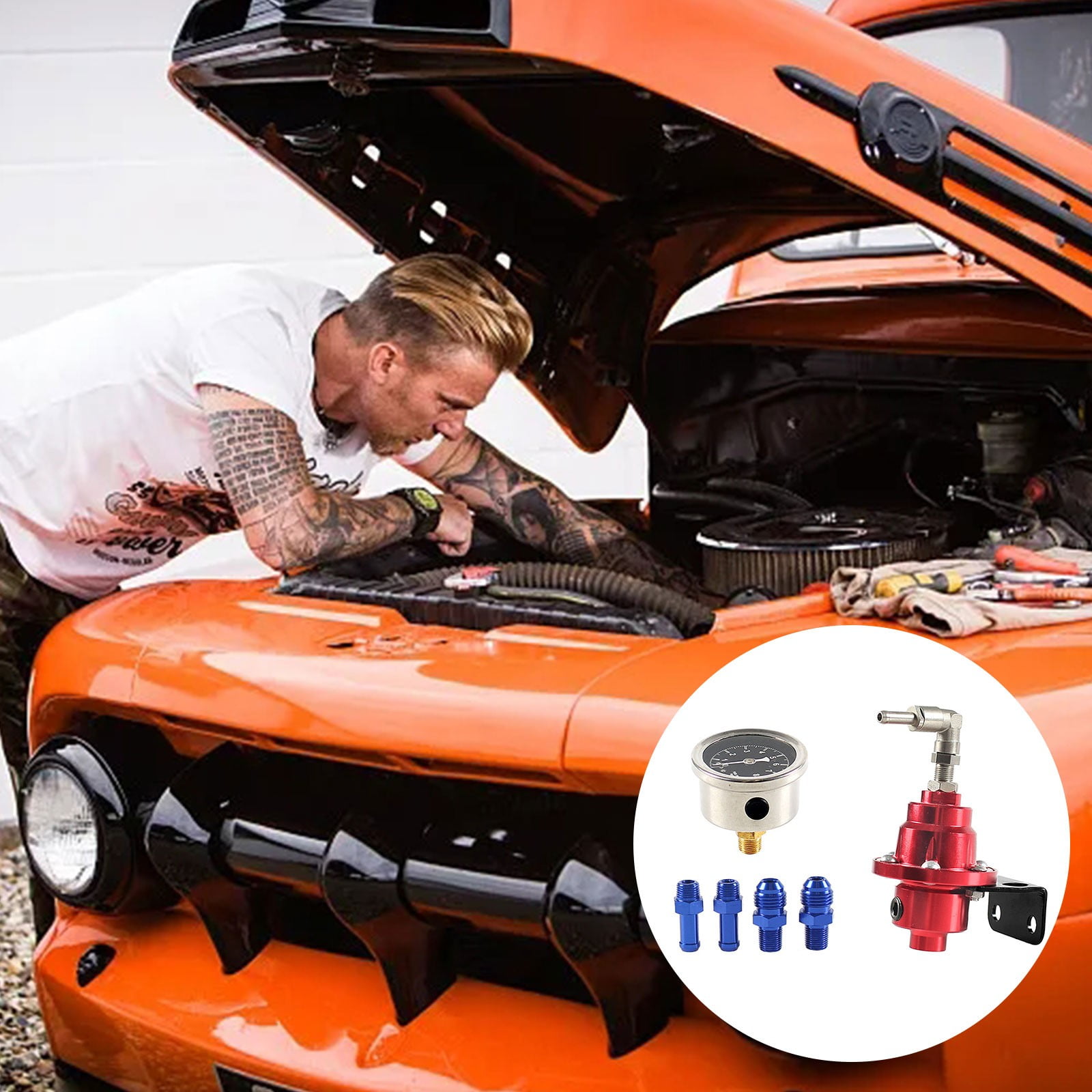 KERUILA Fuel Pressure Regulator With Gauge Universal Adjustable Auto