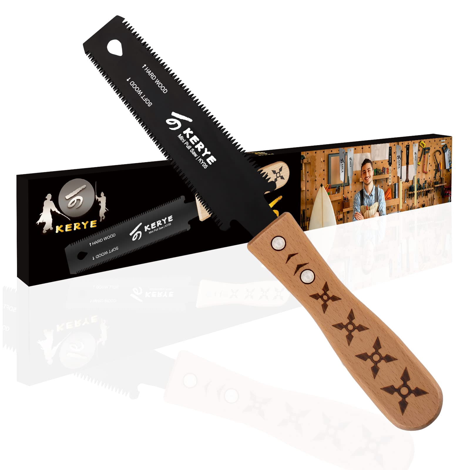 KERYE Mini Hand Saw Woodworking Tools, Small 6 Inch Japanese Pull